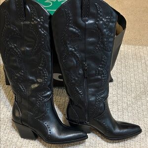 Jessica Simpson Black Studded tall boots New with flaw 7/37.5